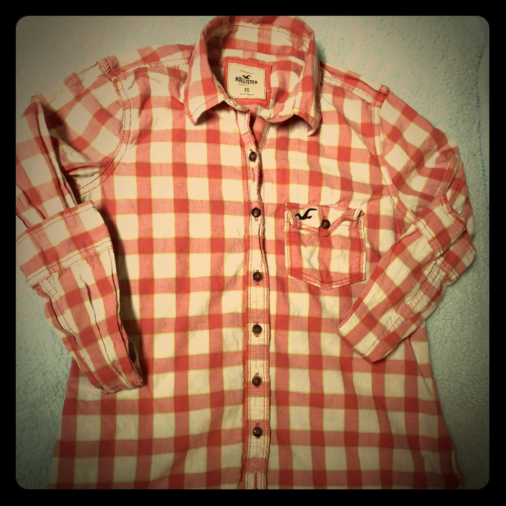 Hollister Plaid Long Sleeve Shirt. Size XS EUC
